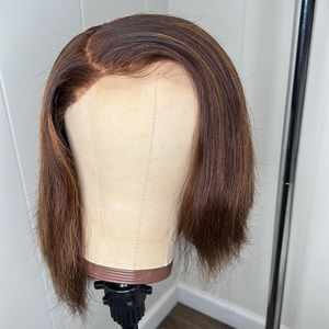 Highlight brown closure bob wig